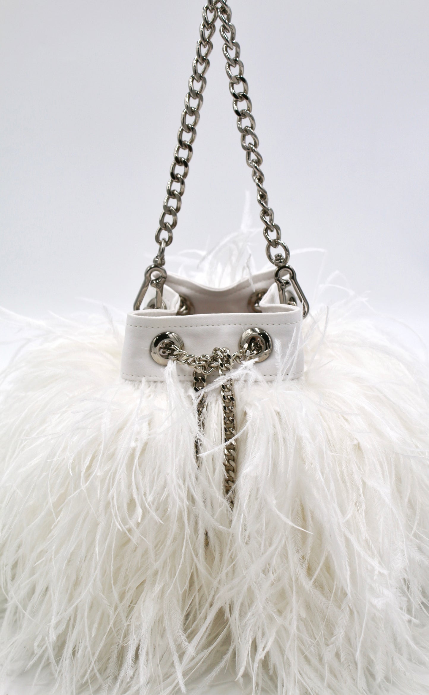 Ostrich Feather Bucket Bag | Pearl | Large | Made to order