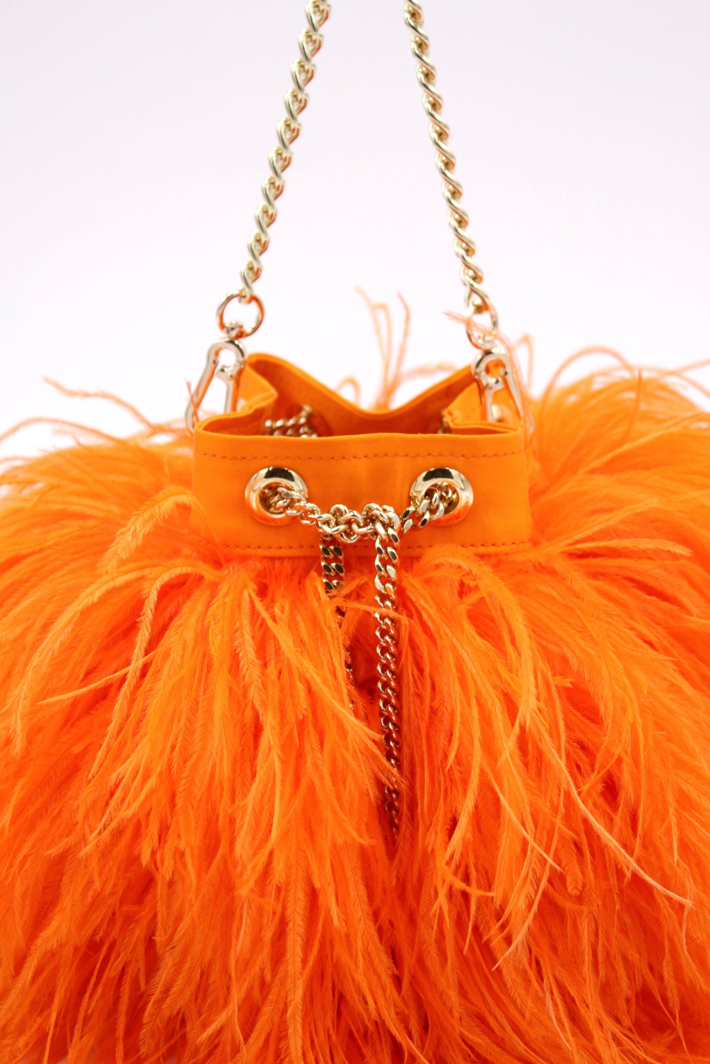 Ostrich Feather Bucket Bag | Fuchsia | Mini | Made to Order